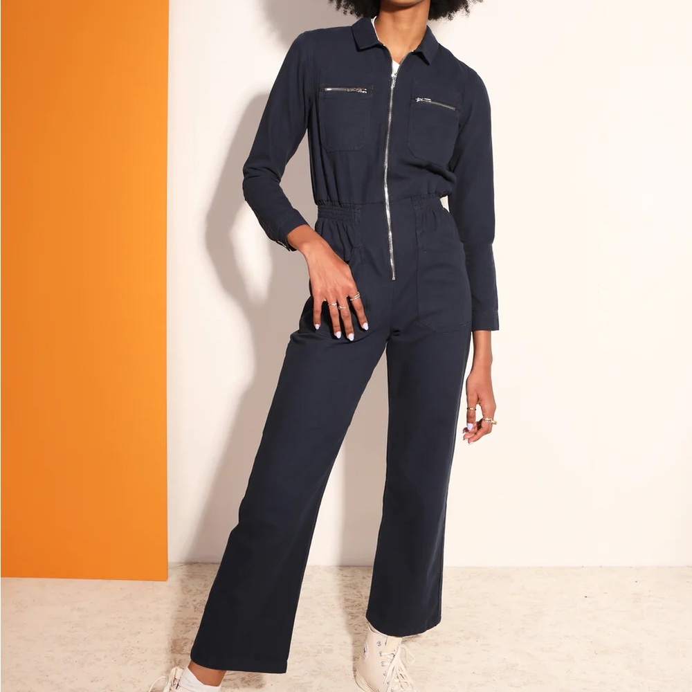 DANNY BOILERSUIT JUMPSUIT NAVY BLUE CANVAS
L.F.MARKEY SIZE UK 8 US 4 NWT